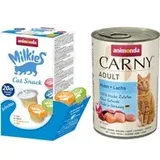 animonda Kombi-Paket: 12 x 400 g Carny Adult + 20 x 15 g Milkies Selection - Huhn & Lachs + Milkies Snack (4 Sorten)