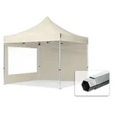 TOOLPORT Faltzelt Professional 3x3 m - mit 2 Seitenteilen (Panoramafenster) Faltpavillon ALU Pavillon Partyzelt Creme