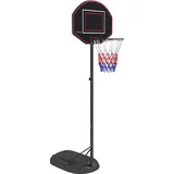sportnow Basketballkorb mit Ständer, 170-230 cm Höhenverstellbar Basketballständer mit Bruchsicherer Rückwand und Rädern, Basketballanlage - Schwarz