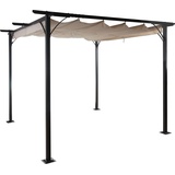 MCW Pergola MCW-C42, Garten Pavillon, stabiles 6cm-Gestell + Schiebedach creme