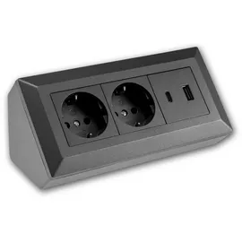 ChiliTec Steckdosenleiste 2-fach Anthrazit 2 St.