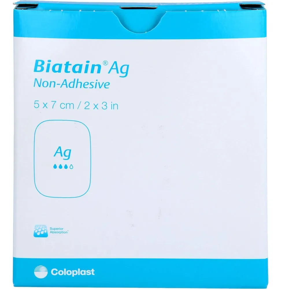 BIATAIN Ag Schaumverband 5x7 cm nicht haftend 5 St