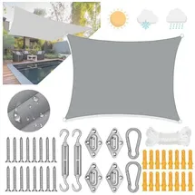 luxuskollektion Sonnensegel Rechteckig 2x3m Wasserdicht Ösen UV Schutz 98 grau 2-3