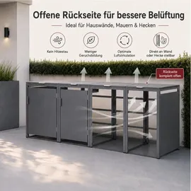 Albatros Mülltonnenbox 3er Hauswandversion 204 cm grau