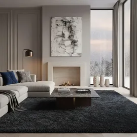 KADIMA DESIGN Hochflorteppich, Anthrazit, 140x200 cm, – SALZACH von