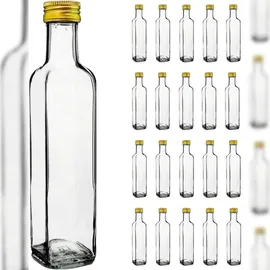 espirito rebelde 20x Glasflaschen 250ml mit Goldenem Schraubverschluss à Olivenöl, Essig, Alkohol - Glasölspender, Glasbehälter, Ölflasche