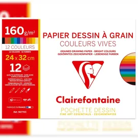 Clairefontaine Zeichenpapier A4 160 g Packung mit 12 Bogen Pastellfarben