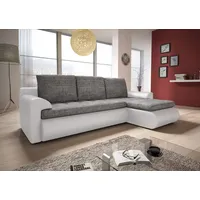 Ecksofa Santi - Polsterecke L-Form, Schlafsofa mit Bettkasten, Sofa mit Schlaffunktion, Couch (Weiß + Grau (Madryt 120 + Berlin 01), Ecksofa Rechts) - Weiß/Grau