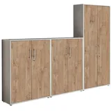 Aktenschrank TABOR 53 Büroschrank Mehrzweckschrank abschließbar Metallgriffe (lichtgrau/Gold Harbor Oak)