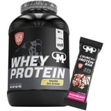 3kg Mammut Whey Protein Eiweißshake - Set inkl. Protein Shaker, Riegel, Powderbank oder Tasse (Vanille, Mammut Protein Bar - Raspberry)