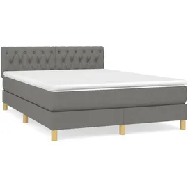 vidaXL Boxspringbett mit Matratze Dunkelgrau 140x200 cm Stoff