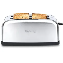 h.koenig TOAS28 Toaster/Langschlitztoaster mit extra breitem Schlitz / 7 Wärmestufen / 3 Funktionen