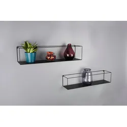 Ablageregal MIRRORS AND MORE "Tinka", schwarz, B:65cm H:15cm T:15cm, Metall, Regale, Mit Metallstreben, Wandmontage