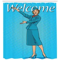 ABAKUHAUS Duschvorhang Herzlich willkommen 175 x 200 cm blau