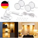 WOBANE LED Unterbauleuchte Küche,4Er Schrankleuchten Dimmbar,Heller LED Vitrinen