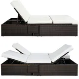 CASARIA CASARIA® Polyrattan Sonnenliege Doppelliege Braun-Creme