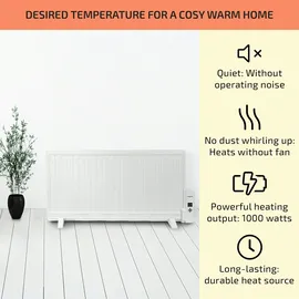 oneConcept Wallander Ölradiator 1000W Thermostat Ölheizung ultraflach weiß