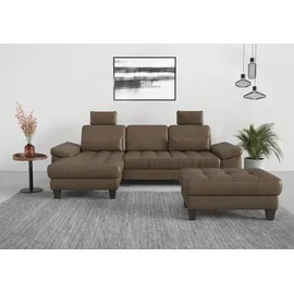 sit&more Ecksofa SIT & MORE "Westham L-Form", braun (coffee), B:275cm H:88cm T:172cm, 100% Polyester, Sofas, Ecksofa, Recamiere, mit oder ohne Bettfunktion, Bettkasten, Füße wengefarben