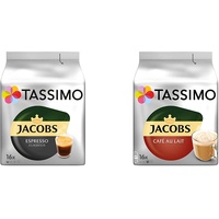 Tassimo Kapseln Jacobs Espresso Classico, 80 Kaffeekapseln, 5er Pack, 5 x 16 Getränke & Kapseln Jacobs Café au Lait, 80 Kaffeekapseln, 5er Pack, 5 x 16 Getränke