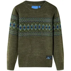 Kinderpullover Gestrickt Khaki 140