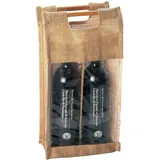 Artexia - Flaschenträger aus Jute Mit Transparentem PVC-Fenster und Bambusgriffen - Flaschentasche Ideal als Biertasche, Getränketräger, Weintasche, Geschenktüten Flaschen