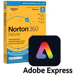 Adobe Express Premium | 1 Jahr | 100GB | Web/iOS/Android inkl. Norton 360 Deluxe | 15 Monate | 5 Geräte