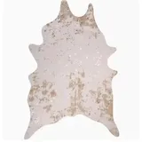 SYLUOQP Teppich Kunstfell Kuhfell Rinderfell Stierfell EKunstfell Fellteppich Bettvorleger Deko Wohnzimmerteppich Braun Weiß 150x200cm