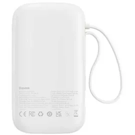 Baseus Qpow2 Dual-Cable Digital Display Fast Charge Power Bank 10000mAh 22.5W Stellar White, 10000 mAh, Powerbank, Weiss