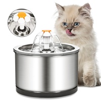 Diealles Shine Katzenbrunnen Edelstahl, 2.5L Ultra-Leise Katzen Trinkbrunnen, Wasserspender Katzen Elektrisch mit Pumpe Filter Reinigungsbürsten LED-Licht für Katze Hunde