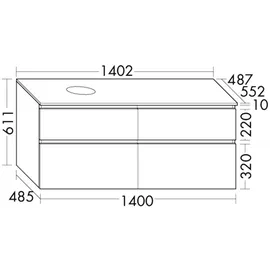 Burgbad Waschtischunterschrank Lin20 1402 x 487 x 661 mm