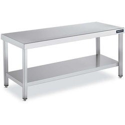 Zentraler Tisch aus Edelstahl Tiefe 700 mit Regal 1100(L)