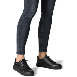 Marco Tozzi Damen Plateau Sneaker mit Lederanteil mit Schnürsenkeln, Schwarz 38 EU