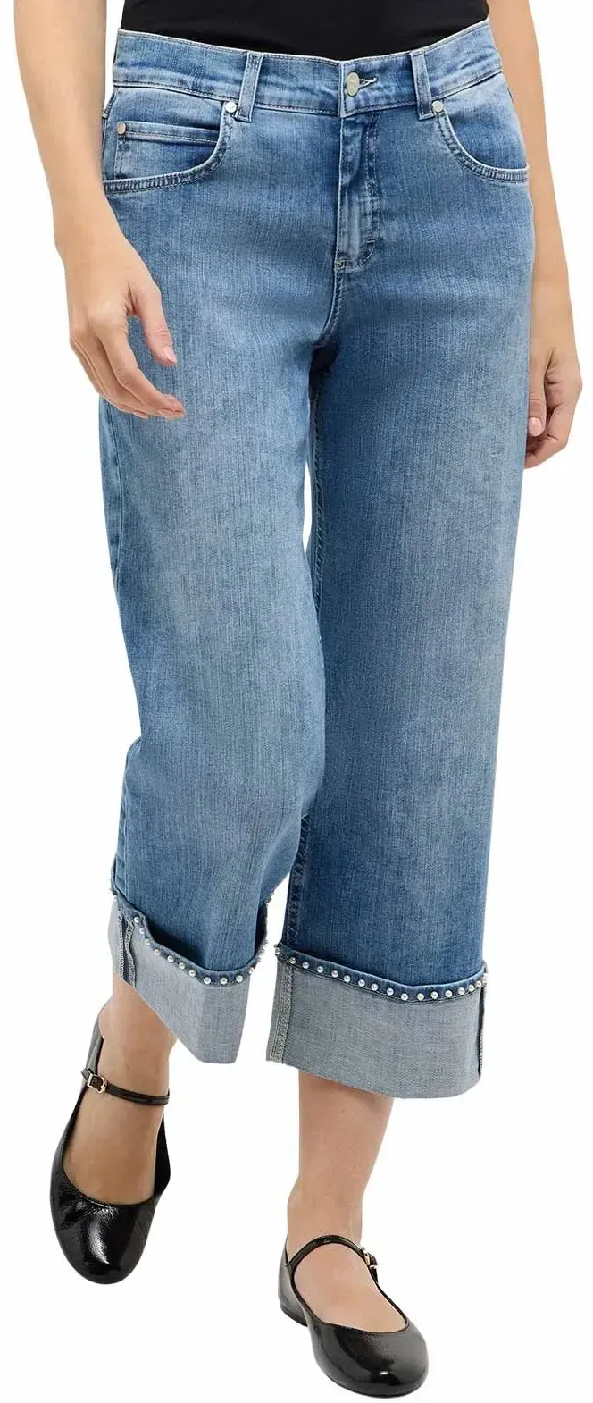Angels Linn Cool Culotte Jeans mit Perlen-Saum-D42 / L26