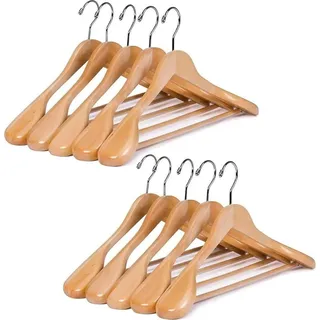 Liszton GmbH Kleiderbügel aus Holz mit extra breiter Schulterauflage Non-Slip, for Shirts, Coats, Jackets, Suits, 360° Rotating Hook (Farbe Naturh... - Naturbelassen