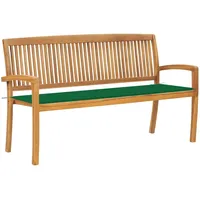 VidaXL Stapelbare Gartenbank mit Auflage 159 cm Massivholz Teak