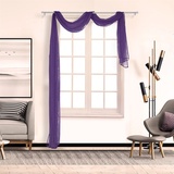 SCHOAL Voile Querbehang Transparenter Freihandbogen Uni Freihanddeko einfarbig Deko Gardinen Dekoschals Vorhang Wohnzimmer Gardinenschals 1 Stück HxB 135x500cm Violett