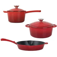 casativo Profi Gusseisen Topf-Set 3-tlg. Pfanne + Kochtopf + Stielkasserolle