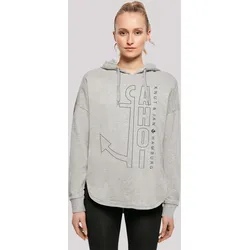 Kapuzenpullover F4NT4STIC "Ahoi Anker Outlines Knut & Jan Hamburg", Damen, Gr. S, grau, Obermaterial: 100% Baumwolle, casual, oversize, Langarm, Pullover, Print