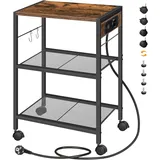 HOOBRO Druckerständer, 3-stufiger Druckerständer mit Ladestation, Lagerregal mit Rollen/verstellbaren Füßen, mit 2 Haken, für das Heimbüro, Hoobro Ebf22cps01