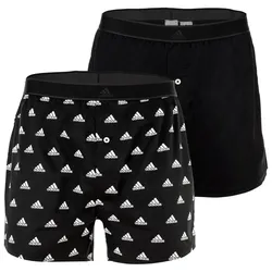 adidas Herren Web-Boxershorts, 2er Pack - Shorts, Webware, Baumwolle, Muster Schwarz L
