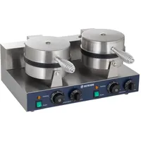 GastroHero Doppel-Waffeleisen rund I Waffelautomat für Gastronomie I waffle maker Ø180 mm I Mit Temperaturregler und Signalleuchte I Für Restaurants und Cafés