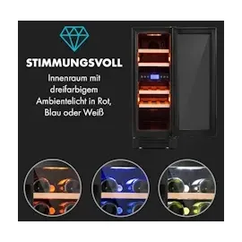 Klarstein Vinovilla 17 Built-In Duo Weinkühlschrank 53l 17 Fl. 3-Farben Glastür schwarz