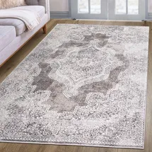 oKu-Tex Teppich | Wohnzimmerteppich | kurzflor | Hoch-Tief-Effekt | orientalisches Design, Vintage | Höhe: 1 cm | besonders weicher Flor | Pflegeleicht | beige | 160 x 230 cm