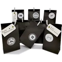 Frau Wundervoll Adventskalender Weihnachtszeit, Blockbodenbeutel schwarz, Ziffern grau -