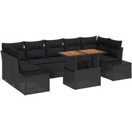 vidaXL Garten Essgruppe mit Kissen 8-Tlg Schwarz und Braun 3349932