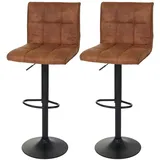 Mendler 2er-Set Barhocker HWC-B13, Barstuhl Tresenhocker, Wildlederimitat vintage hellbraun
