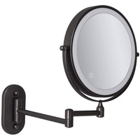 Kosmetikspiegel 10-Fach Wandmontage LED Touchscreen Batterie Schminkspiegel Rasierspiegel Vergrößerungsspiegel Make-up Spiegel 360°Schwenkbar Faltbar Black