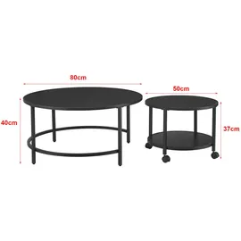 [en.casa] Couchtisch Værøy im 2er Set Schwarz, matt