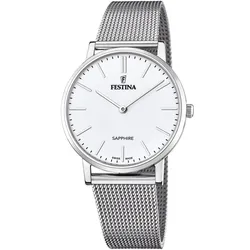 Quarzuhr FESTINA "Swiss Made Collection", silber (silberfarben, weiß), Armbanduhren, Damen, Armbanduhr, Herrenuhr, Damenuhr, Lederband, Saphirglas, Swiss Made