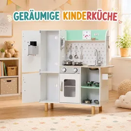 BABY VIVO Kinderküche Spielküche aus Holz - Gustavo in Weiß